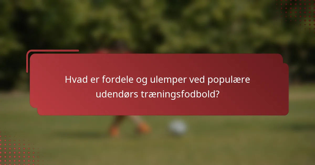 Hvad er fordele og ulemper ved populære udendørs træningsfodbold?