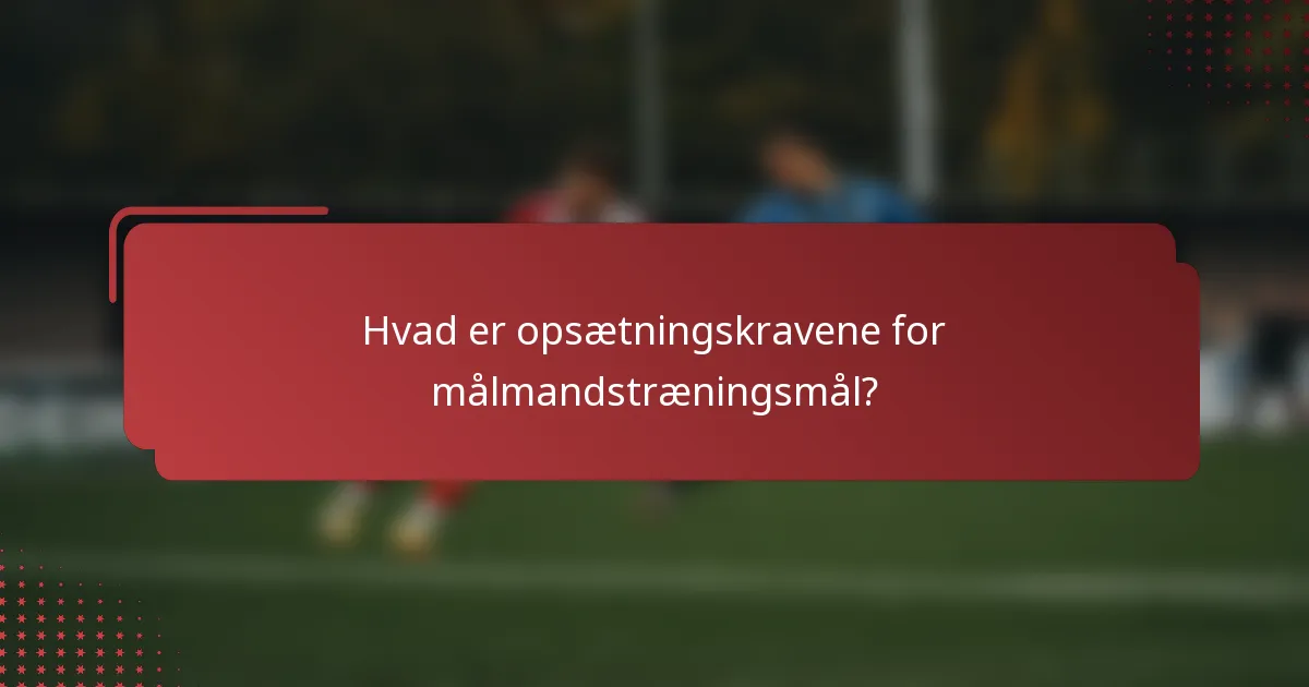 Hvad er opsætningskravene for målmandstræningsmål?