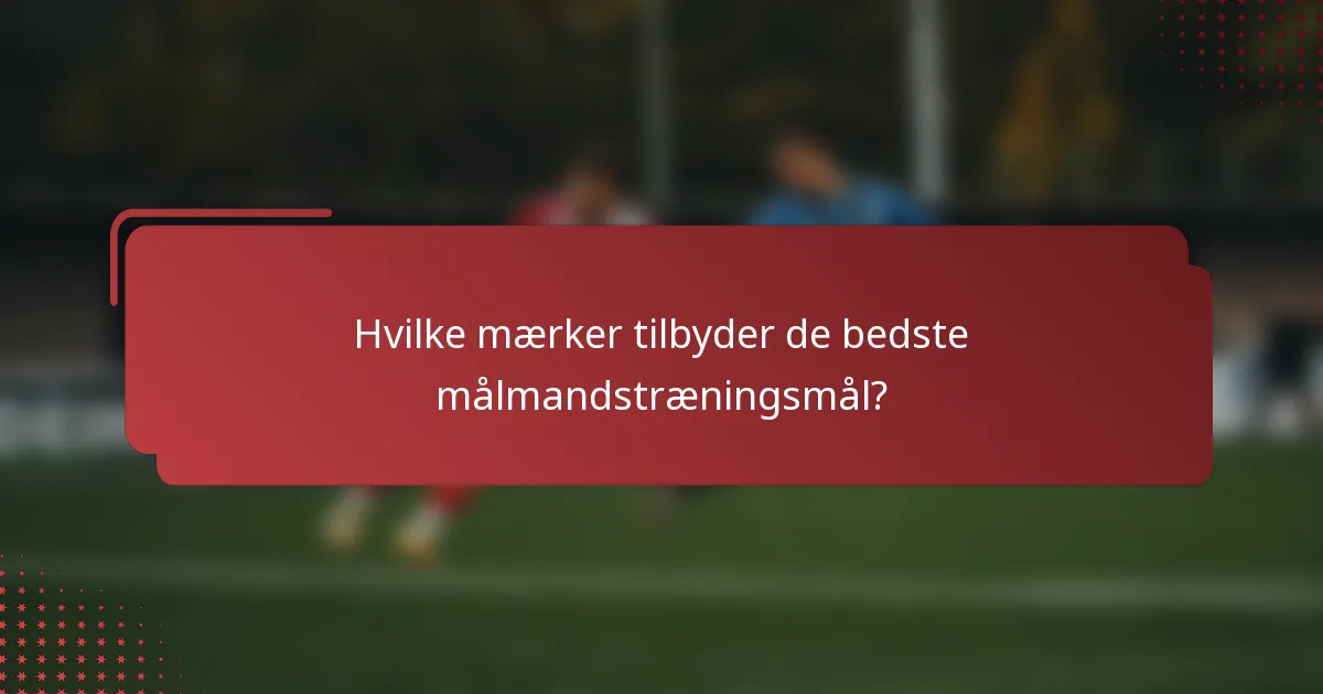 Hvilke mærker tilbyder de bedste målmandstræningsmål?