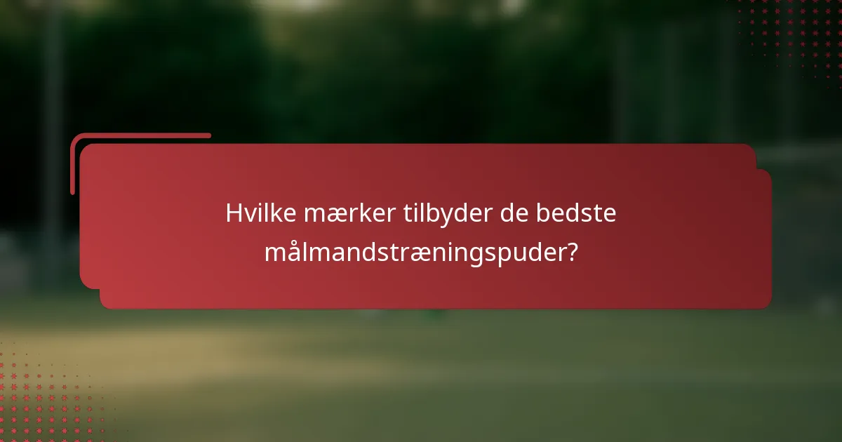 Hvilke mærker tilbyder de bedste målmandstræningspuder?