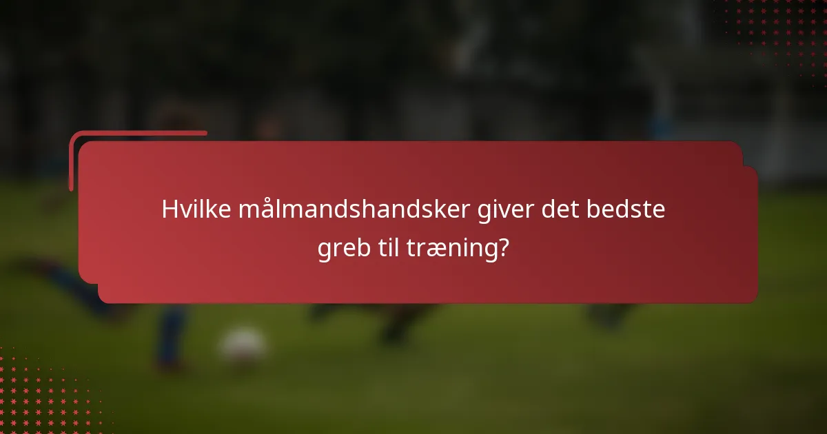 Hvilke målmandshandsker giver det bedste greb til træning?