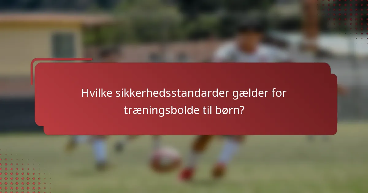 Hvilke sikkerhedsstandarder gælder for træningsbolde til børn?