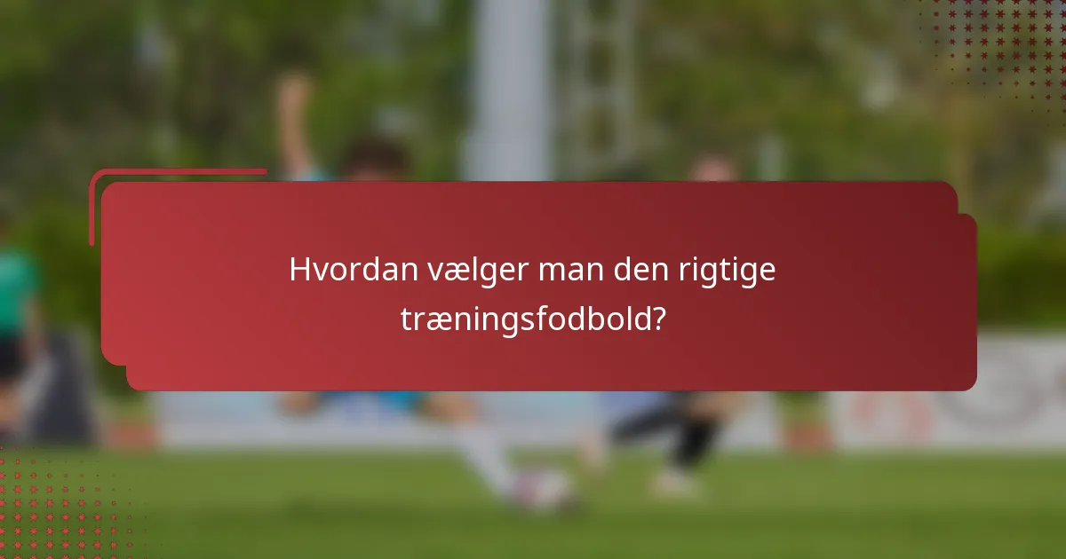 Hvordan vælger man den rigtige træningsfodbold?