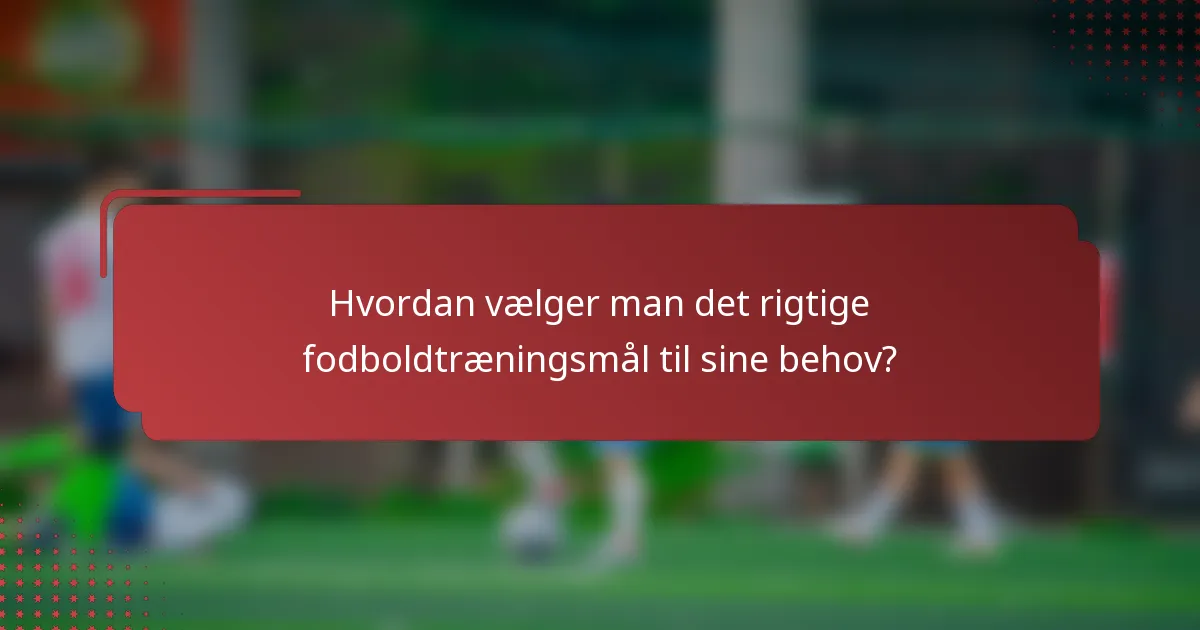 Hvordan vælger man det rigtige fodboldtræningsmål til sine behov?